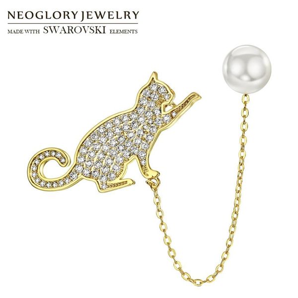 

оптового циркон имитация pearl брошь cute cat белого цвет элегантное пальто для lady winter party свитер используйте продажу, Gray