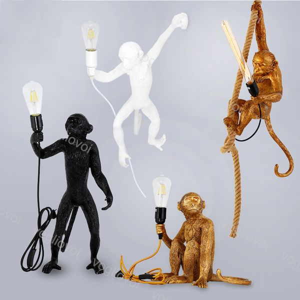 

подвеска лампы белый / черный / glod обезьяны пеньки rope свет подвеска мода простой art nordic resin seletti висячего таблица торшер dhl
