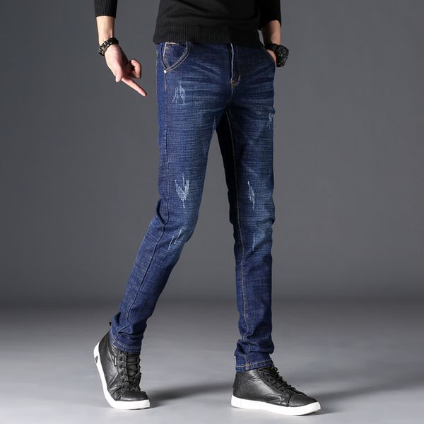 

2020 men's new claw pattern jeans slim stretch fashion casual jeans, Blue