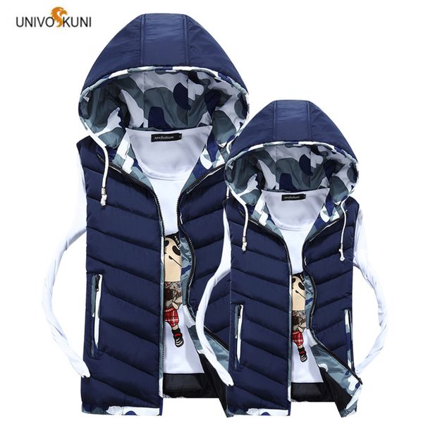 

univos kuni 2019 warm vest new arrival brand autumn winter couple slim fit sleeveless camouflage big size 4xl q6027, Black;white