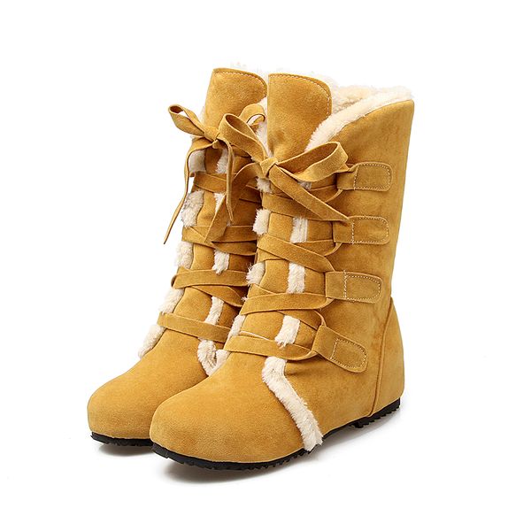

new snow boots russia warm large size 34-52 women boots thick snow patent winter shoes woman middle boot, Black
