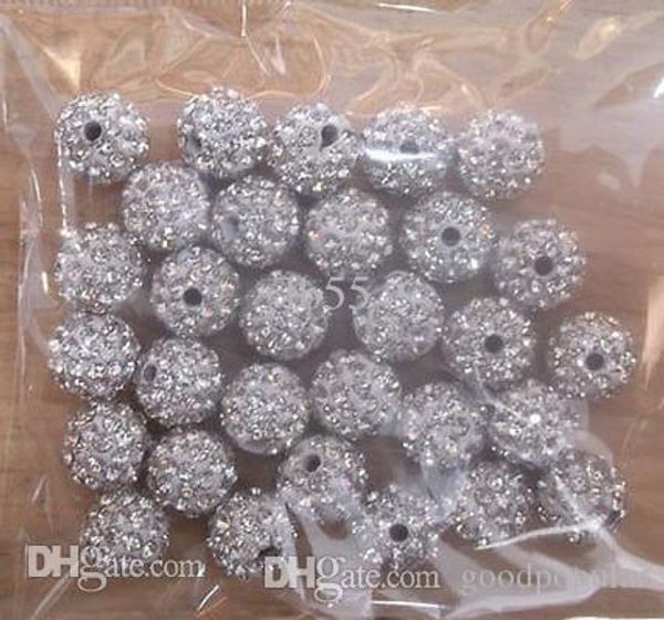 

лучше всех! бесплатная доставка 10 мм белый микро проложить cz диско-шар кристалл кристалл бисера браслет ожерелье бусины.sec оптом! сток!см, Crystal