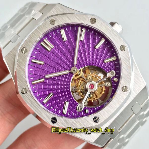 

r8 top версия new royal series 26522st 26522 tourbillon cal.2924 ручной намотки механические мужские часы серебристый корпус стальной брасле, Slivery;brown