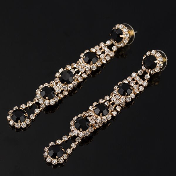 

earring product novel set crystal full bore ear nail earrings, Golden