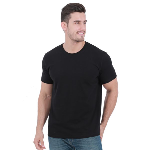 

summer bottoming t-shirt cotton casual wild fashion men's clothing all black all white m-3xl international standard size, White;black