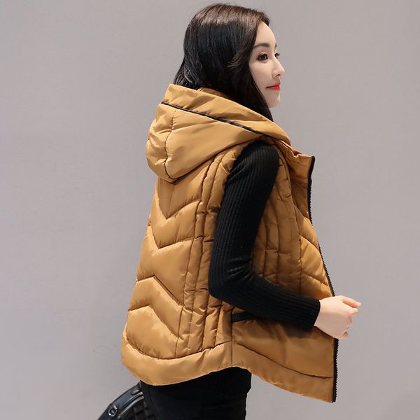 

women winter vest waistcoats 2019 cardigans jacket casual slim winter warm sleeveless parkas outwear female coat, Black;white