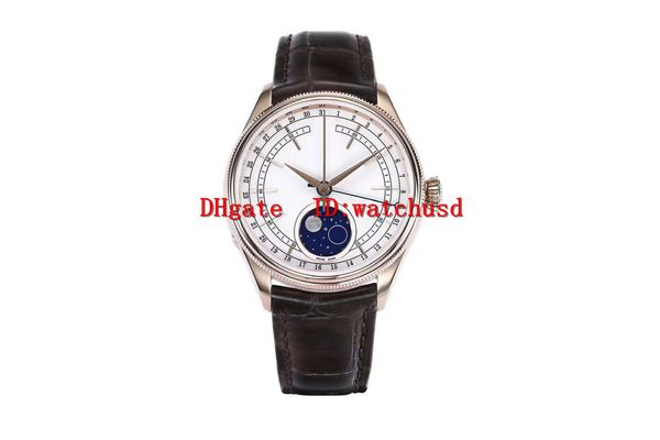 

rxw factory 39mm 50535 wristwatches 18k rose gold luxury watch moon phase casual watch sapphire swiss automatic mechanical solid case back, Slivery;brown