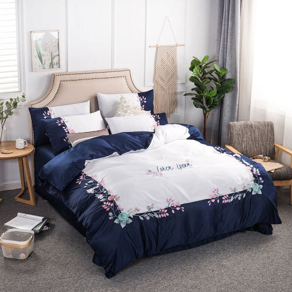 

princess wind bed four-piece cotton cute girl embroidery flower cotton quilt cover bed  bedding set luxury bedding