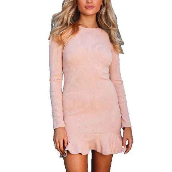 

women's dress ladies party autumn zipper casual fashion evening knitted slim fit ladies dresses, Black;gray