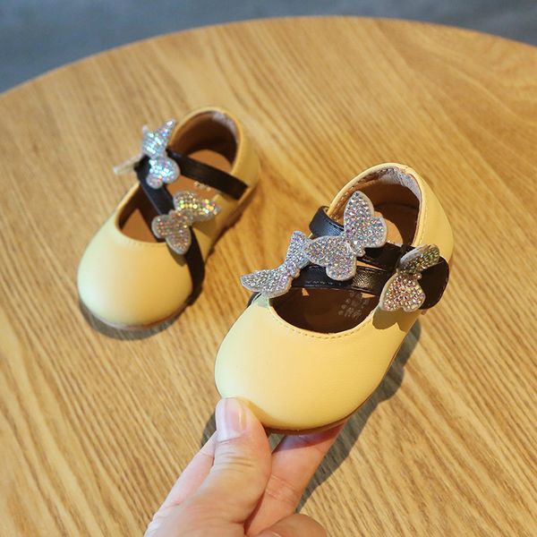 

princess shoes butterfly sequins baby soft bottom shoes girl baby leather, Black;grey