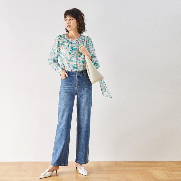 

boyfriend jeans for women cotton high waisted jeans basic mom distressed blue straight pants ladies long trousers 2020 new