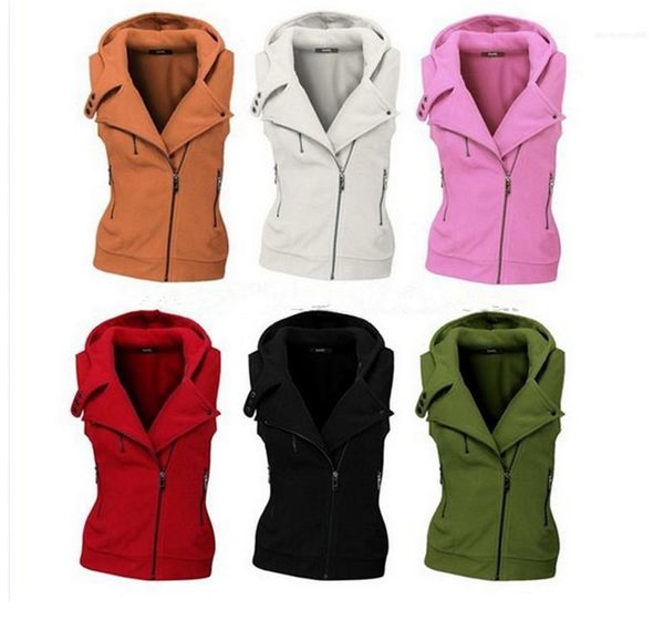 

popular new style coats womens fashion designer vest zipper female pure color regular outerwear ladies winter, Black;white