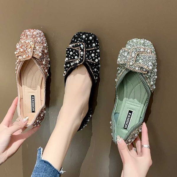 

wedding shoes 2020 fashion women's bow-knot soft crystal elegant square toe female footwear casual sneaker shallow mouth bride, Black