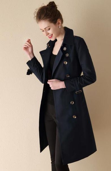 

new women fashion england long spring trench coat/brand designer double breasted slim fit trench for women size s-xxl, Tan;black