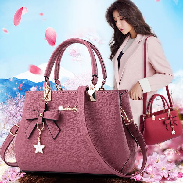 

women's bag 2020 new fashion big bag korean style shoulder messenger ladies handbag handbag bow pendant