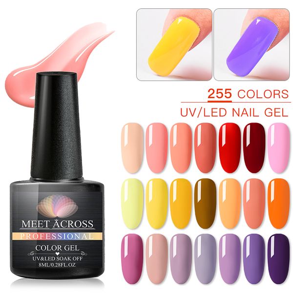 

meet across 8ml uv gel nail polish uv led gel nail art varnish hybrid soak off lacquer lucky paint polish, Red;pink