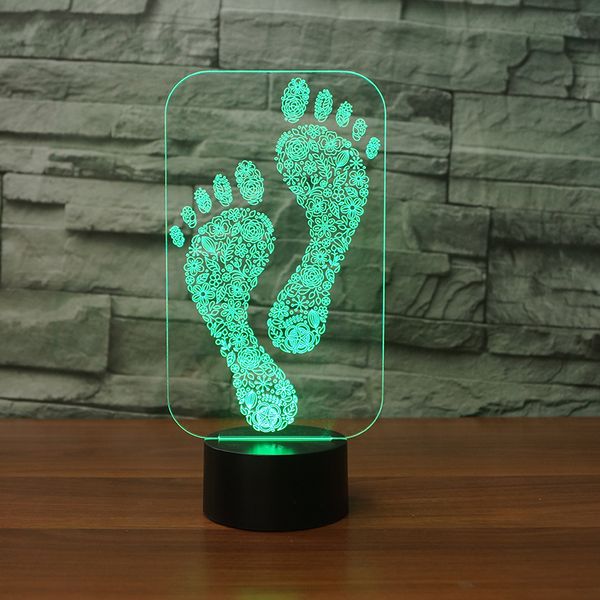 

footprint 3d lamp 7 color led night lamps for kids touch led usb table lampara lampe baby sleeping nightlight led sensor light