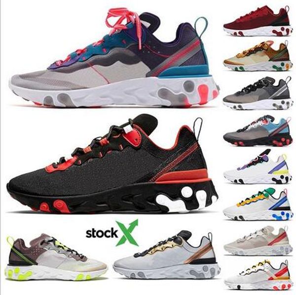 

2020 react element 87 55 running shoes for men women light bone triple black bred hyper pink mens trainers sports sneakers runner