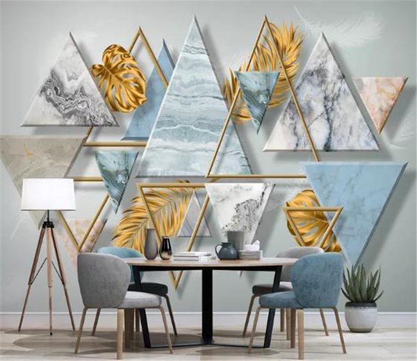 

3d wallpaper wall promotion nordic modern minimalism golden leaf tropical plant interior background wall decoration wall paper hd wallpaper