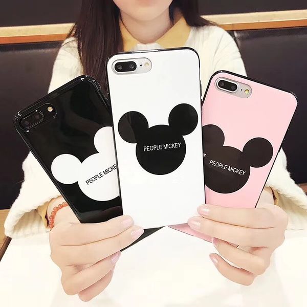 

glossy porcelain mickey head for phonexsmax mobile phone shell 7plus 8plus cartoon soft shell cover xr