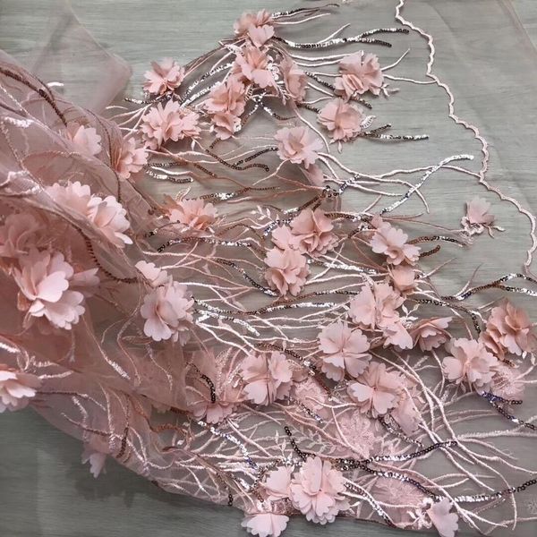 

african lace fabric jianxi.c-104301 french tulle lace fabric 5 yards for dress, Pink;blue