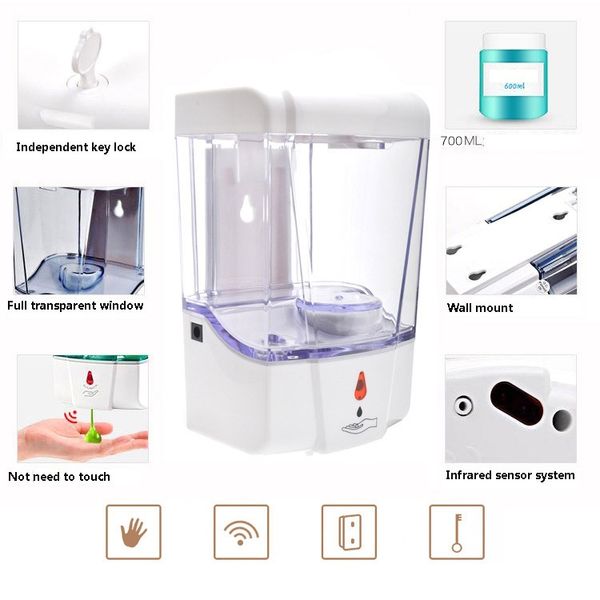 Dispenser automatico di sapone con sensore Scatola disinfettante per le mani a parete Accessori per il bagno puliti per le mani Forniture per la toilette XD23661272s