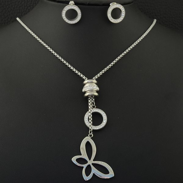 

fashion stainless steel jewelry gold color pendant earrings necklace sets for women supernova sales sghlbibg, Silver