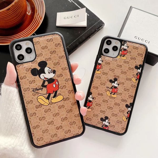 

fashion designer mobile phone cases coque for iphone 11 11pro 11promax xr xs max 6 7 8 plus case famous mice leather phone shell back cover