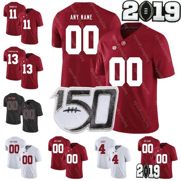 

custom alabama crimson tide football personalized any name number surtain ii henry ruggs iii tagovailoa jeudy waddle ncaa cfb 150th jersey, Black;red