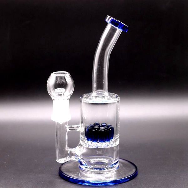 Blue Recycler Bong Narghilè Piccoli impianti petroliferi Tubi d'acqua in vetro spesso Tubo da fumo inebriante con ciotola da 18 mm Shisha