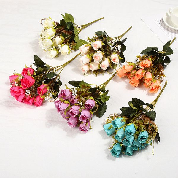 

1pcs rose bouquet artificial flowers 5 branch 10 heads rose silk fake flower bouquet for wedding home decoration