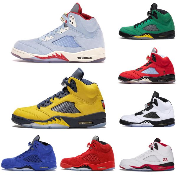

discount jumpman 5 5s psg men basketball shoes fire red oregon ducks ice blue singles day mens trainers sports sneakers size 7-13