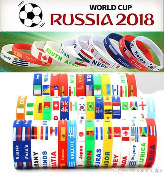 

2018 russia world cup sports bracelets many countries national flags silicone wristband for football soccer fans souvenir jewelry gift, Black