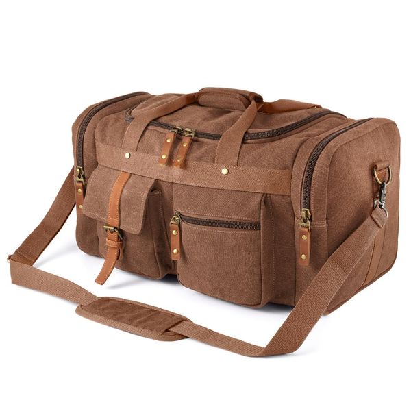 

мульти карманы мужчины холст дорожная сумка vintage плечи crossbody сумка duffle mens многофункциональный досуг выходные сумки сак df415