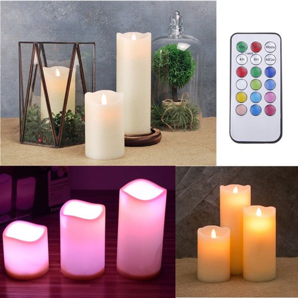

led remote control flameless wax flickering vanilla scented mood candles