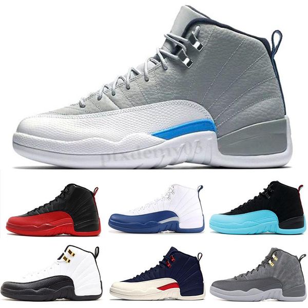

dark grey 12s men basketball shoes 12 reverse taxi game royal reptile wings winterized wntr 3 punch mens trainers sports 7-13 sh03, Black;brown