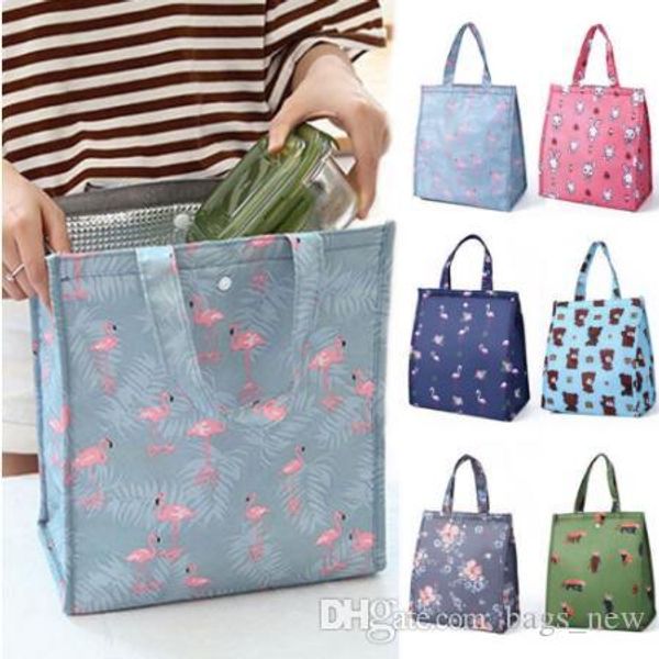 

fresh insulation cold bags thermal oxford lunch bag waterproof convenient bag cute bird cactus pattern tote leisure women portable lunch bag