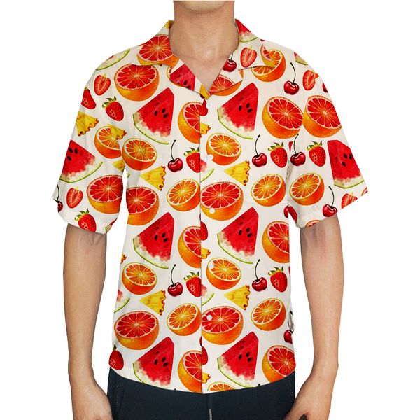 

2019 summer short sleeve classic mens fruit 3d printed man shirt, White;black