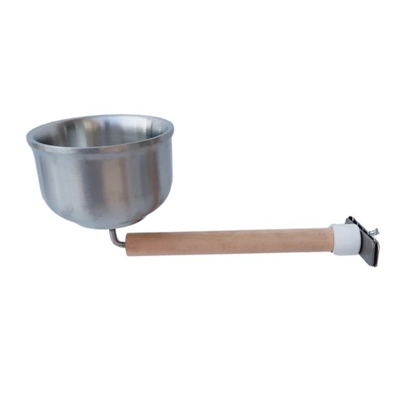 

pet birds wooden standing perch with cage hanging feeder bowl