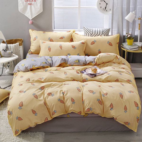

yellow carrot plant 4pcs girl boy kid bed cover set duvet cover child bed sheet pillowcase comforter bedding set 61009