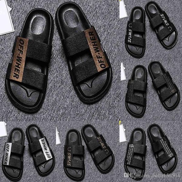 

luxury designer sandals men's shoes flat bottom loafers and flats men's flat sandals slippers flip-flops summer beach, Black