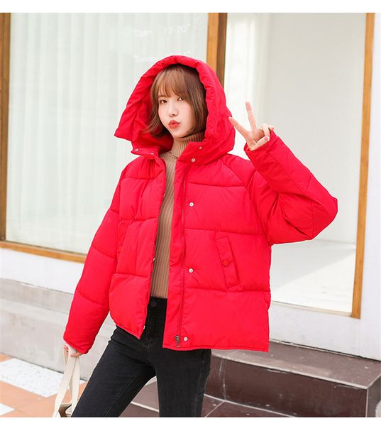 

зима pure color женщины пуховик модельер с капюшоном свободные парки с карманом повседневная панелями женские пальто с длинным рукавом, Black