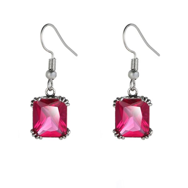 

10 pair luckyshine new arrival vintage red garnet earr 925 silver square shaped for woman earring delicate new year birthday present, Golden