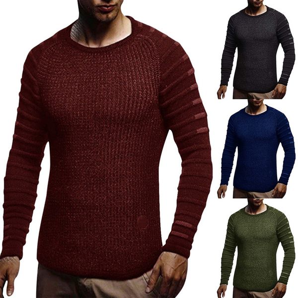 

pullover sweater mens solid fashion knitted o-neck soft warm slim sweaters knitwear pull homme 2019 autumn casual sweater men, White;black