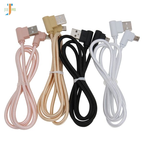 

micro usb cable 2a fast charger usb cord 90 degree elbow nylon braided data cable for samsung sony xiaomi android phone 100pcs/lot