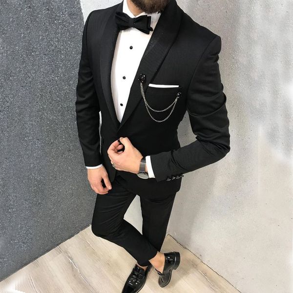 

2019 charcoal formal business suit groom suits mens suits for wedding 2 pieces wedding suits tuxedos for men jacket+pants+tie+hankie, Black;gray
