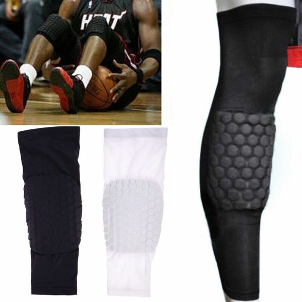

honeycomb crashproof knee pads support protective professional grade sport gear leg knee bandage football basketball brace, Black;gray