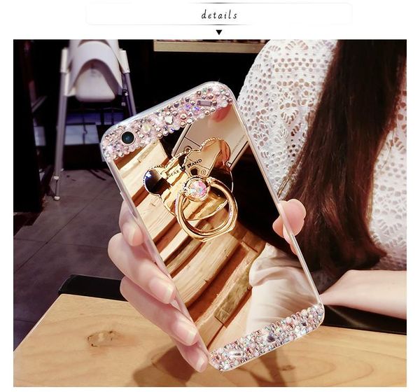 

for iphone x 6 6s 7 8 plus samsung galaxy s8 s9 plus note 8 phone case luxury bling rhinestone holder electroplating mirror tpu iphone cove