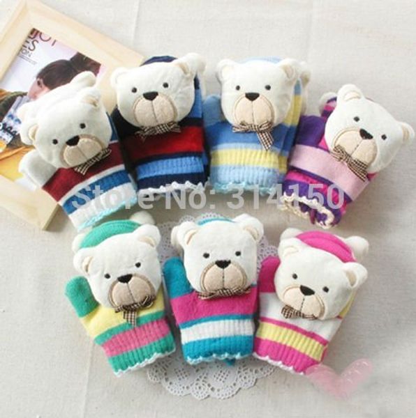 

new christmas gift kid mittens accessories kids lovely cartoon animals gloves design warm knitting gloves 1pairs, White