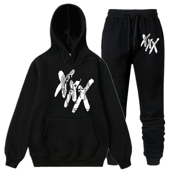 

xxxtentacion hoodies men/women sweatshirts+sweatpants suits casual pullover streetwear sweatshirt sudadera hombre xxxl, Black